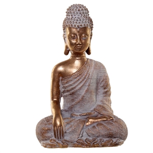 Buddha 324 siddende guldfarvet h:21cm